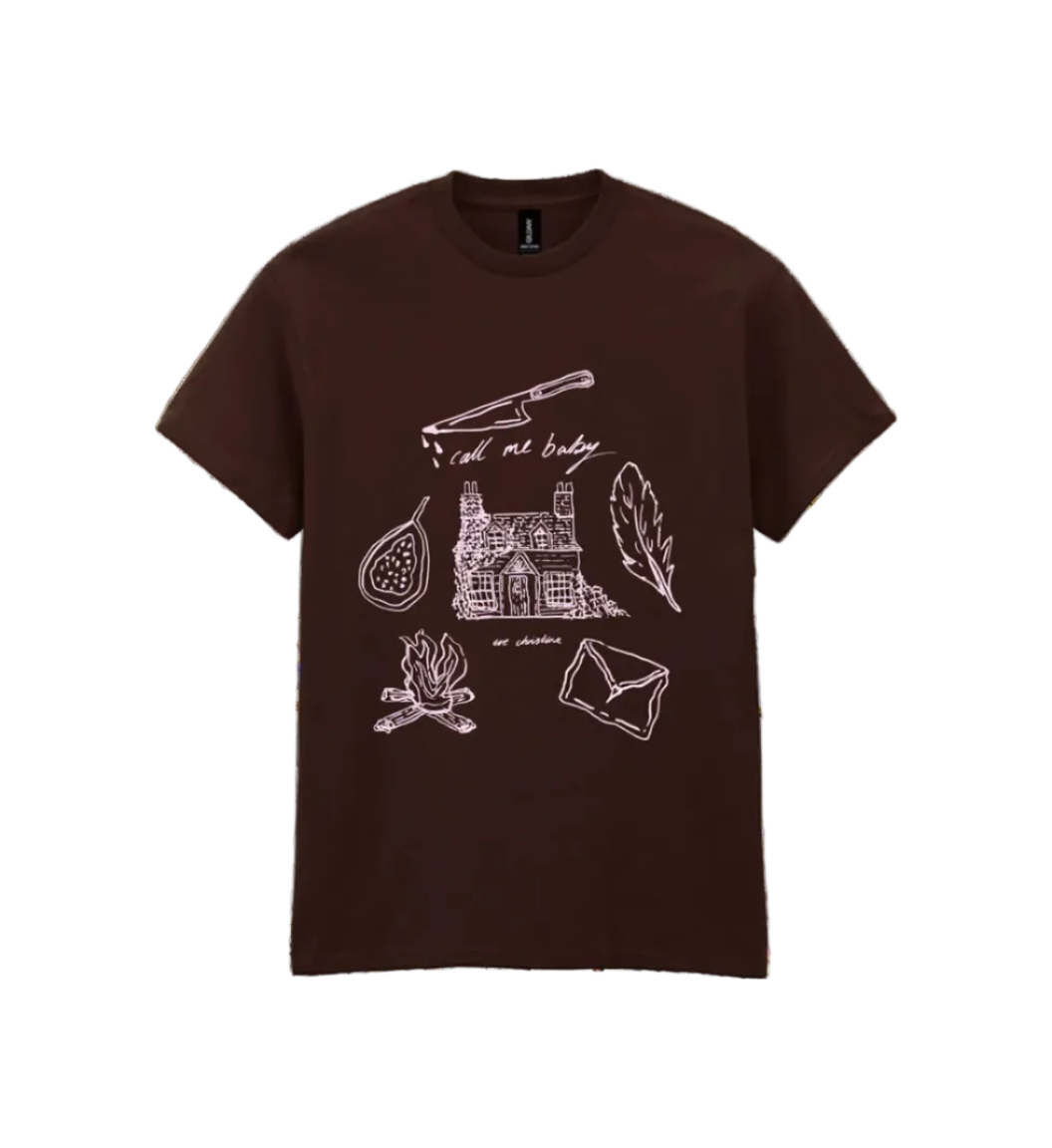 brown and pink 'Call Me Baby' T shirt image 0