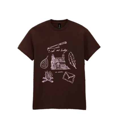 brown and pink 'Call Me Baby' T shirt image 0
